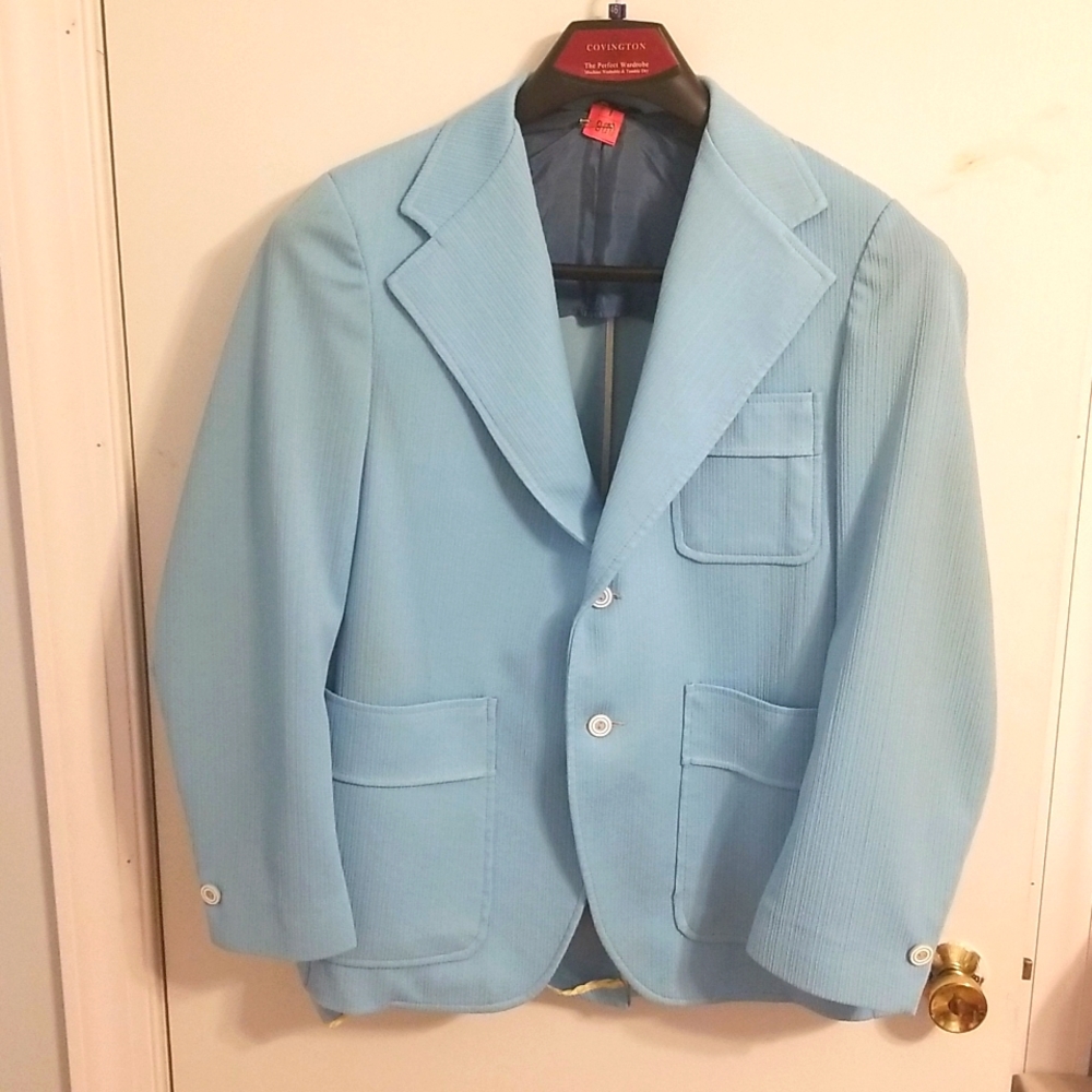 Mens 1970s light blue blazer